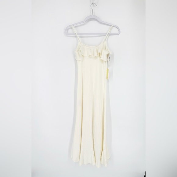 NWT Aritzia Wilfred Clink Dress Drapey Jersey Ruffle Maxi Dress - Picture 5 of 8